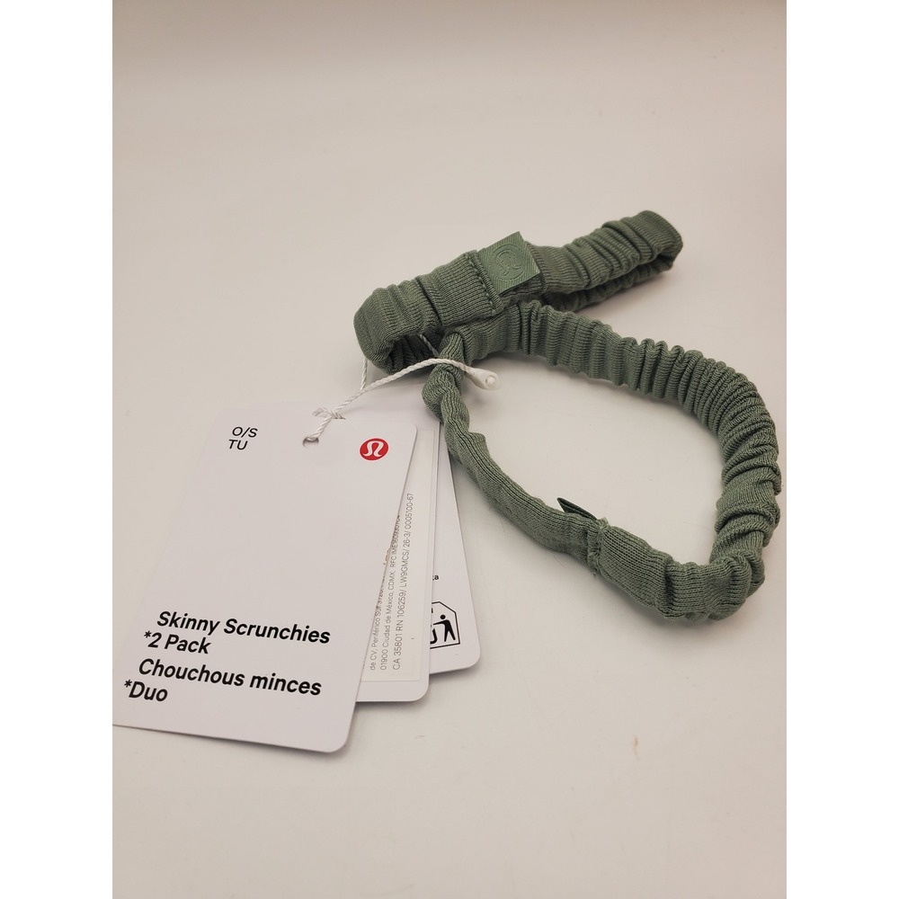 NWT Lululemon Skinny Scrunchies Desert Green 2-Pack